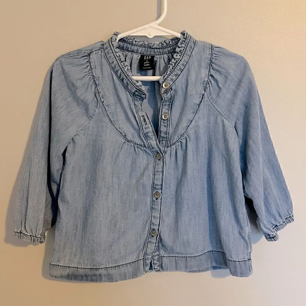*3/$20* Gap Chambray ruffle swing top toddler 3T